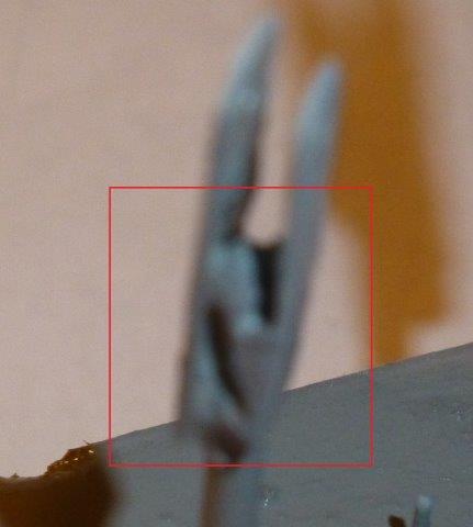 Detail van de oneffenheid.